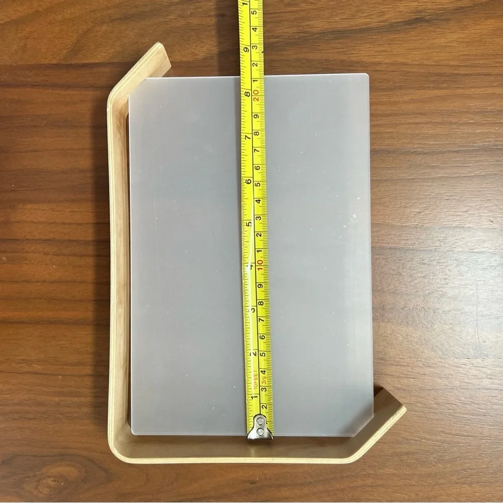 One Modern Curved Natural Wood Frame with Asymmetrical Design and Acrylic